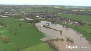 Flooding in Tewkesbury Gloucestershire seen from the air [upl. by Parsons]