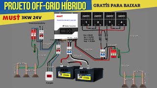 Projeto de Energia Solar Com o Novo INVERSOR HÍBRIDO Off Grid MUST 3000W [upl. by Aleil61]