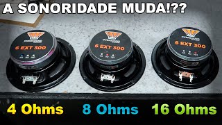 Altofalante de 4 8 e 16 Ohms tem diferença na SONORIDADE  Teste prático [upl. by Adianez]