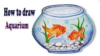 How to draw Aquarium Step by step Easy draw [upl. by Donaldson]