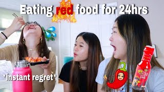 we only ate RED FOODS for 24 hours spicy Korean food edition [upl. by Howell]