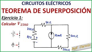 TEOREMA DE SUPERPOSICIÓN circuitos eléctricos  EJEMPLO 1 [upl. by Ecnarwal738]