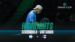 Francisco Cerúndolo vs Otto Virtanen  Argentina  Finlandia  Finales Copa Davis 2024 [upl. by Ennovahs]