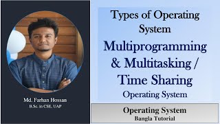 Multiprogramming and Multitasking  Time Sharing  Types of operating system  Bangla Tutorial [upl. by Ayote]