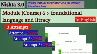 Module 6 answers  Nishtha 30  foundational language and litracy Diksha Nishtha course 6 quiz [upl. by Anemolif]