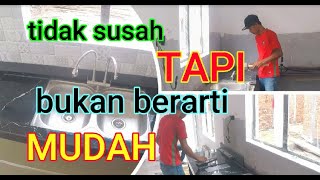 Cara Buat Meja Dapur  Table top dapur  Granit Dapur Terbuka [upl. by Nahsrad784]