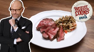 Alton Brown Makes ReverseSear Filet Mignon  Worst Cooks in America  Food Network [upl. by Davey279]