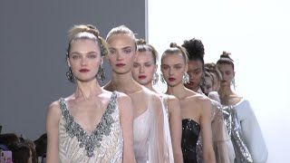 NYFW Badgley Mischka inspired by Downton Abbey the Beatles [upl. by Essilrahc919]