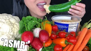 ASMR VEGGIE HUMMUS PLATTER Crunchy Eating Sounds  GIANT PEPPER  No Talking ASMR Phan [upl. by Glovsky230]