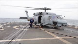 SH60B Sea Hawk Prepares to Take Off From the Oliver Hazard Perry [upl. by Erine]