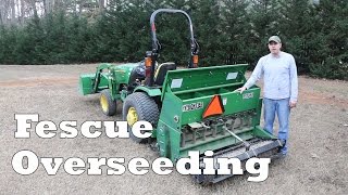 John Deere 2032R Fescue Overseeding [upl. by Ailem]