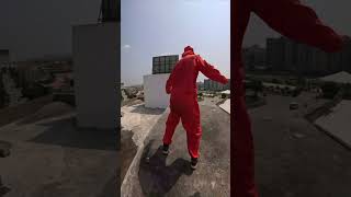 Moneyheist parkour running 😂parkourfreerunning rooftop shortslife [upl. by Adalbert220]