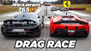 Ferrari SF90 vs McLaren 765LT  DRAG RACE  Daniel Abt [upl. by Leda262]