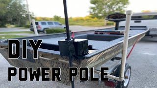 DIY Jon Boat Power Pole  shallow water Anchor  BUDGET FRIENDLY [upl. by Airdnassac]