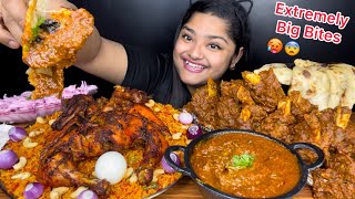 CHICKEN ROTISSERIE TANDOORI BIRYANI WITH SPICY MUTTON BHUNA AND BUTTER NAAN  EXTREMELY BIG BITES [upl. by Chrisman]