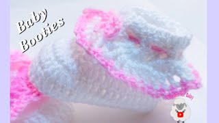 How to crochet cuffed baby booties NB 03M amp 36M Easy Crochet baby Booties Crochet for Baby 184 [upl. by Neneek]