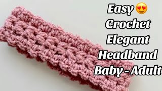 CROCHET HEADBAND  0 TO ADULT [upl. by Lilian]