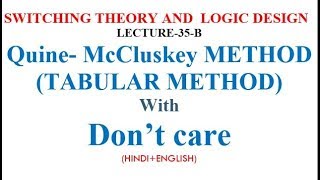 Quine McCluskey METHOD TABULAR METHOD With Don’t carelect35 [upl. by Aihcsrop]