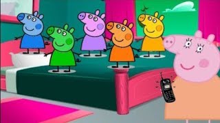 Peppa Pig Jumping on the Pool  Nursery Rhymes  Five little Monkeys Jumping on the Bed [upl. by Louanna]