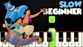 A Whole New World  Aladdin  SLOW BEGINNER PIANO TUTORIAL  SHEET MUSIC by Betacustic [upl. by Otxis]