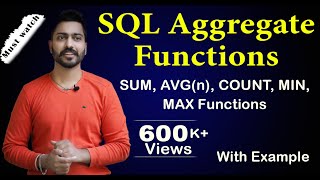 Lec67 SQL Aggregate Functions  SUM AVGn COUNT MIN MAX Functions  DBMS [upl. by Andres37]