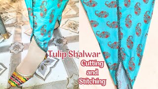 tulip Shalwar cutting and stitching new style tulip step by step guide  zaini stitching [upl. by Ogilvy]