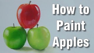 how to paint apples in acrylic time lapse painting tutorial [upl. by Yrolg678]