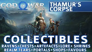 God of War  Thamurs Corpse All Collectible Locations Ravens Chests Artefacts Shrines  100 [upl. by Nitfa]