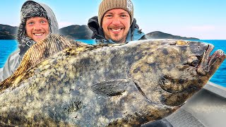 Giant Halibut  Can We Taste The Different To Other Fish Catch amp cook [upl. by Ennovyhc]