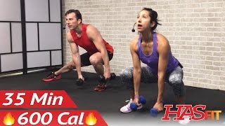 35 Min HIIT Workout for Fat Loss  Home HIIT Workout with Weights  High Intensity Interval Training [upl. by Kolva]