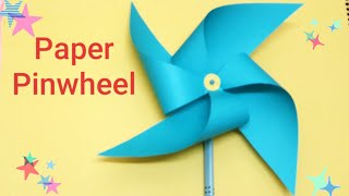 How to make a spinning paper Pinwheel DIY paper windmill craft [upl. by Kcuhc]