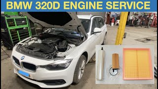 Engine service procedure BMW 320d F31 Oil Air Fuel amp Cabin filters [upl. by Ueik]