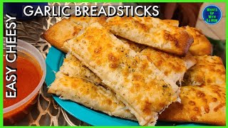 Easy Cheesy Garlic Breadsticks  How to make easy in the oven in 15 minutes  Italian Breadsticks [upl. by Karlotte817]