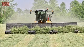 MOWING MERGING HARVESTING Alfalfa with Big Tractors [upl. by Essam]