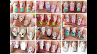 ♥ COMPILACIÓN de DISEÑOS de UÑAS FLORES ♥ Deko Uñas [upl. by Ystap]