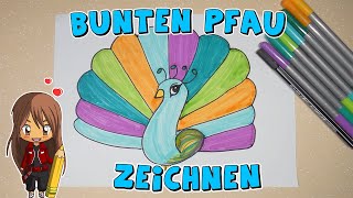 Bunten Pfau einfach malen für Kinder  ab 8 Jahren  Malen mit Evi  deutsch [upl. by Noraha993]