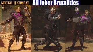 MK11 Every Joker Brutality Unlocked Showcase  Mortal Kombat 11 [upl. by Yatnuahc379]