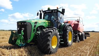 John Deere 8530 baling w Massey Ferguson 2190 baler  Pure Sound  DK Agriculture  Harvest 2021 [upl. by Ahkeber]