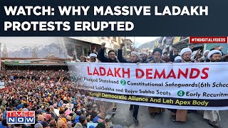 Massive Protests In Ladakh  Watch Dramatic Scenes In March For Statehood  What Are Their 4 Demands [upl. by Omidyar]