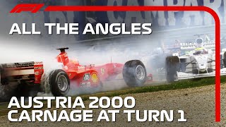 Mayhem At Turn 1  All The Angles  2000 Austrian Grand Prix [upl. by Akirehs]