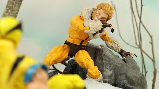 SABRETOOTH MARVEL LEGENDS XMEN WAVE BONEBREAKER BAF SERIES ACTION FIGURE REVIEW [upl. by Aticnemrac]