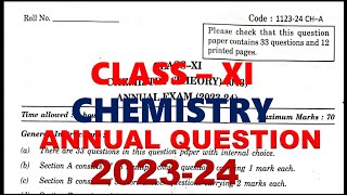 DAV CLASS 11 CHEMISTRY PREVIOUS YEAR QUESTION PAPER  ANNUAL EXAM  202324  CHEMISTRY [upl. by Quiteris207]