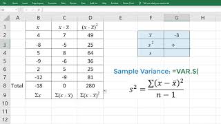 Calculating Standard Deviation in Excel  table [upl. by Udelle299]