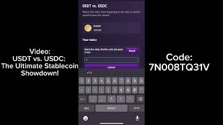 TapSwap  Code “USDT vs USDC The Ultimate StablecoinShowdown” [upl. by Odelia705]