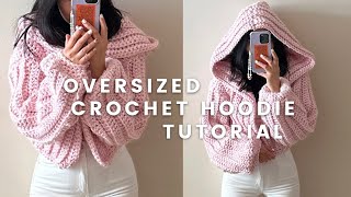 an oversized crochet hoodie sweater tutorial [upl. by Erasmo]