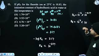 If pKb for the fluoride ion at 25ampdegC is 1083 the ionization constant of hydrofluoric acid i [upl. by Rawna]