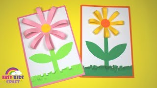 Easy Paper Flower Card  Spring Craft for Kids [upl. by Sewel]