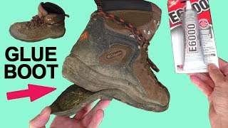 How to Fix a SHOE with the Heel Falling off GLUE Re Attach Boot Sole with E6000 Flexible [upl. by Adnamahs]