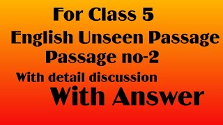 English Unseen Passage For Class 5 Passage no 2Subscribe and see playlist for more [upl. by Ermanno]