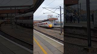 801 202 Departs York station on the east coast mainline subscribe train railway trainspotting [upl. by Rox]